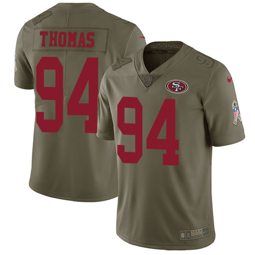 Nike 49ers #94 Solomon Thomas Olive Men's Stitched NFL Limited Salute to Service Jersey